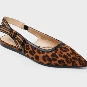 Women's London Sling Back Flats Leopard - A New Day Size 6-10